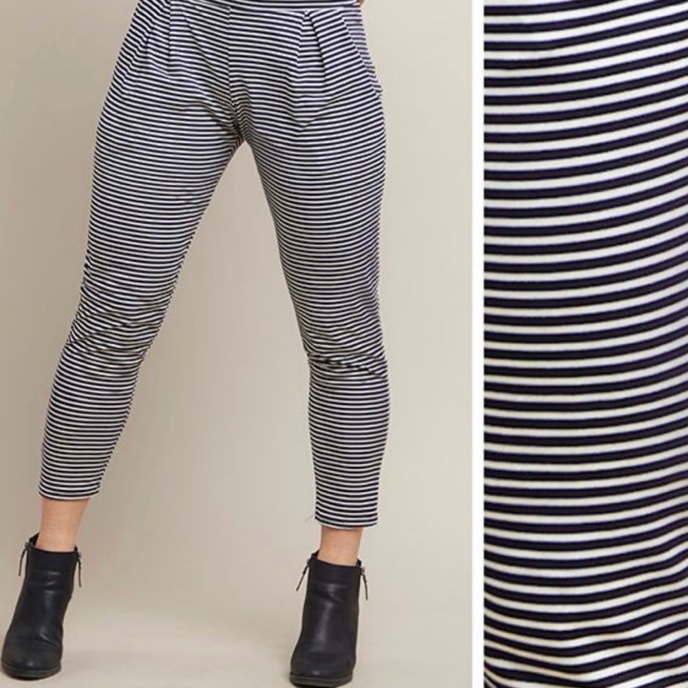 Piphany Black & White Striped Penthouse Pants